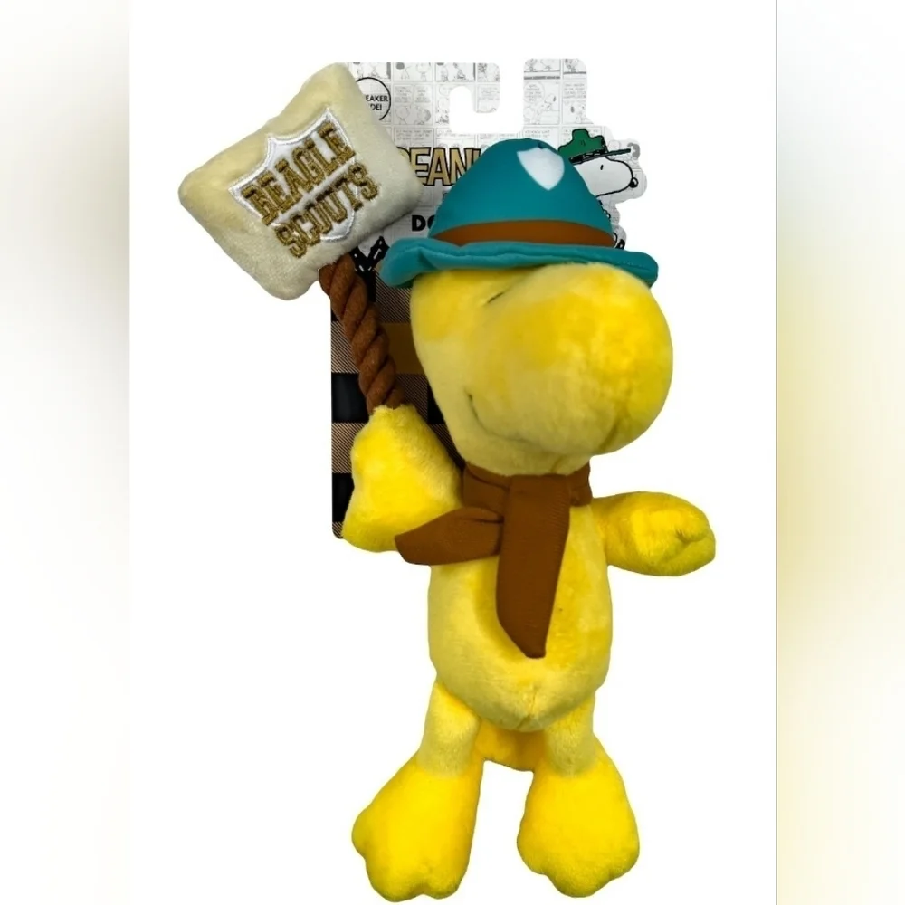 Yellow Woodstock Plush Pet Toy with Hat